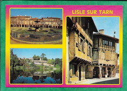 Lisle-sur-Tarn (81)  2scans Place Square Fontaine Librairie Papeterie - Lisle Sur Tarn