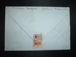 LETTRE Pour FRANCE TP 15F OBL.21-4 1950 RICH MAROC + VIGNETTE CONTRE LA TUBERCULOSE 1949 - Cartas & Documentos
