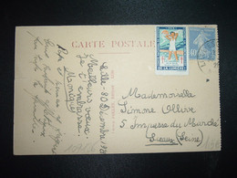 CP TP SEMEUSE 40c OBL.30-12 29 LILLE NORD (59) + VIGNETTE CONTRE LA TUBERCULOSE 1929 - Lettres & Documents