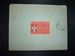 LETTRE TP SEMEUSE 50c OBL. DAGUIN 25-7 30 LES SABLES D'OLONNE VENDEE (85) VIGNETTE LES SABLES D'OLONNE - Lettres & Documents