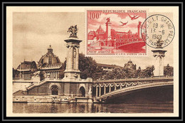 5813/ Carte Maximum France PA Poste Aerienne N°28 Citt 1949 Pont Alexandre 3 Paris Bridge - 1940-49