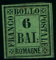 27898) ROMAGNE-6 Baj • Cifra In Cornice Rettangolare • Nero Su Verde Giallo-MLH*-FIRMATO - Romagne