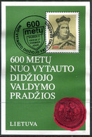 LITHUANIA 1993 Vytautas 600th Anniversary Block Used.  Michel Block 3 - Lituanie