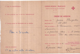 Croix Rouge Française - Guerre 1939-45 Ordre De Mission 3 Janvier 1944 - Port Du Courrier, Jacques BIGOTTE - Croix-Rouge