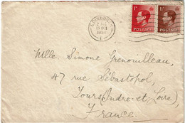 CTN64- GRANDE BRETAGNE EDWARD VIII ¨PAIRE SUR LETTRE EDINBURG / TOURS 19/10/1936 - Covers & Documents