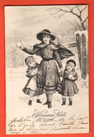 CAC-20 Heureux Noël, Maman Avec Ses Deux Filles Dans La Neige. Dos Simple, Circulé 1903 - Sonstige & Ohne Zuordnung