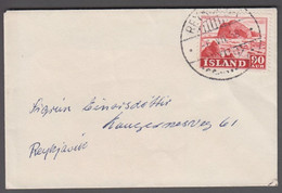 1959. ISLAND. 90 AUR Landscapes On Small Local Cover  REYKJAVIK 6.VII.59.  (Michel 266) - JF411990 - Lettres & Documents