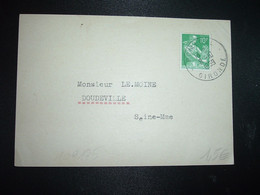 CARTE DE VISITE NIARFEIX Propriétaire De Vignobles TP PAYSANNE 10F OBL.8-10 1959 POMEROL GIRONDE (33) - 1957-1959 Oogst