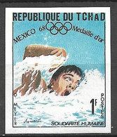 Tchad N° 202 Non  Dentelé JO Mexico Natation Debbie Meyer  Neuf  * */*      B/TB   - Swimming