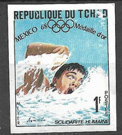 Tchad N° 202 Non  Dentelé JO Mexico Natation Debbie Meyer  Neuf  * */*      B/TB   - Zwemmen