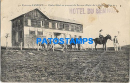 150350 FRANCE ANNECY CHALET HOTEL AT THE TOP OF SEMNOZ PEOPLE A HORSE BREAK CIRCULATED TO ARGENTINA POSTAL POSTCARD - Other & Unclassified