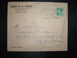 LETTRE TP PAYSANNE 10F OBL.11-8 1959 PARIS TRI ET DISTRIBUTION N°1 + ARGUS DE LA PRESSE - 1957-1959 Moissonneuse