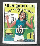 Tchad N° 189 Non Dentelé JO Mexico 400 Mètres  Colette Besson Neuf (*)  B/TB   - Summer 1968: Mexico City