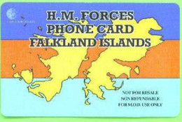 FALKLANDS : FLKA02 20min H.M. FORCES FALKLAND ISLANDS (c+w LOGO LEFT) USED Exp: 3 MONTHS - Falkland