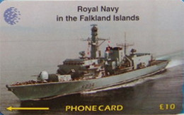 FALKLANDS : 059C L. 10 HMS Iron Duke (dashed Zeroes) USED - Falkland Islands