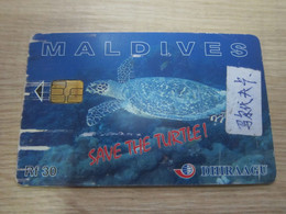 Chip Phonecard Turtle, Used With Scratch - Maldivas