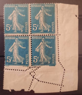 France/French Stamp 1907 N°137 Bloc De 4 CdF Varieté Piquage * Et ** TB - 1906-38 Semeuse Camée