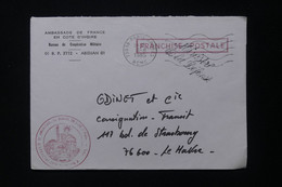 CÔTE D'IVOIRE - Enveloppe De L'Ambassade De France à Abidjan Pour Le Havre En 1985 Par Valise Diplomatique - L 83037 - Côte D'Ivoire (1960-...)