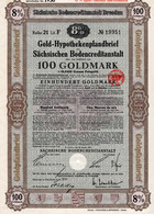 Bank - Banque - Gold Hypothekenpfandbrief - Saechsische Bodencreditanstalt - 100 Goldmark - Dresden 1930 - Bank & Insurance