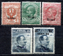 Z2260 ITALIA ISOLE DELL'EGEO SIMI 1912-16 Sassone 1-4, 8, MH*, Val. Cat. Sassone: € 226, Ottime Condizioni - Egée (Simi)