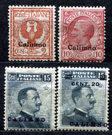 Z2273 ITALIA ISOLE DELL'EGEO CALINO 1912-16 Sassone 1, 3, 4, 8 MH*, Val. Cat. Sassone: € 112, Ottime Condizioni - Ägäis (Calino)