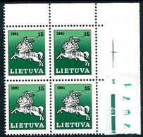 LITHUANIA 1991  Lithuanian Knight Definitive Block Of 4 MNH / **.  Michel 473 - Litouwen