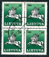 LITHUANIA 1991  Lithuanian Knight Definitive Block Of 4 Used.  Michel 473 - Litauen