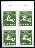 LITHUANIA 1991  Lithuanian Knight Definitive Imperforate Block Of 4 MNH / **.  Michel 472 - Litauen