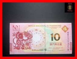 MACAU  10 Patacas 1.1.2016  B.N.U.   Monkeey  P. 88 A UNC - Macao