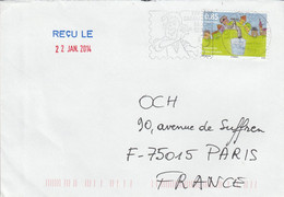LUXEMBOURG SEUL SUR LETTRE POUR LA FRANCE 2014 - Briefe U. Dokumente