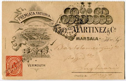 CARTOLINA COMMERCIALE PREMIATA FATTORIA FRATELLI MARTINEZ MARSALA VERMOUTH TRAPANI - Marsala