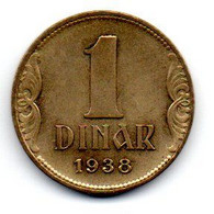 Yougoslavie - 1 Dinar 1938 - TTB - Yougoslavie