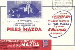 Buvard Piles Mazda Jean Martinais Vitré .. Cachet Fernand Chaudré A Pithiviers - Batterien