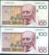 Belgique 2 Billets 100 Francs Hendrik Beyaert Peu Servi Bon état 2 Scans - 100 Francs
