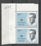 OCB 2137 ** Postfris Zonder Scharnier  In Paar Met Drukdatum - 1981-1990 Velghe