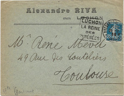 LETTRE OBLITERATION DAGUIN "LUCHON LA REINE DES PYRENEES "-ANNEE 1924 - Mechanical Postmarks (Other)