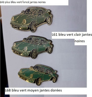 L68 Pin's Superbe PORSCHE Bleu Vert MOYEN Jantes DOREES Achat Immédiat - Porsche