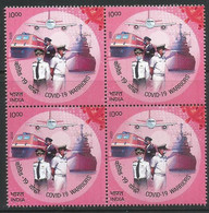 MNH, Mint,Block Of 4's,Salute To Covid 19 Warriors,Stamps Depicts Pilot, Train Driver, Ship, Plane,Train, As Per Scan - Krankheiten