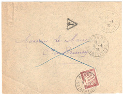 BRUNOY Seine Et Oise Lettre EN FRANCHISE Taxe 1 F Yv T 40 Ob 8 4 1930 Refusée Manuscrit Au Verso - 1859-1955 Briefe & Dokumente