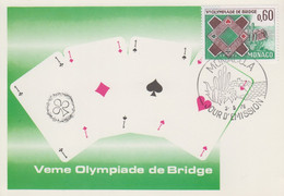 Carte  Maximum  1er  Jour   MONACO   Véme  Olympiade   De  BRIDGE   1976 - Zonder Classificatie