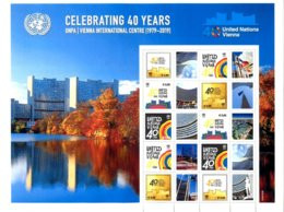ONU Vienne 2019 - Feuille De Timbres Personnalisés 40 Ans Centre De Vienne ** - Blokken & Velletjes