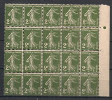 France - 1932-37 - N°Yv. 278 - Semeuse 2c Vert - Bloc De 20 Bord De Feuille - Neuf Luxe ** / MNH / Postfrisch - Unused Stamps