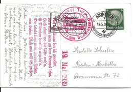 CARTE POSTALE 1939 AVEC CACHET ROUGE TURM-BESTEIGUNG MÜNCHEN - Briefe U. Dokumente