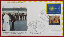 VATICANO VATIKAN VATICAN 1995 VISIT CZECH REPUBLIC PRESIDENT VACLAV HAVEL AIRMAIL ROME-PRAHA LETISTE OLOMUC - Lettres & Documents