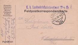 Feldpostkarte - K.k. Landwehrinfanterieregiment Wien Nr. 1 Nach Wien - 1915 (53506) - Briefe U. Dokumente