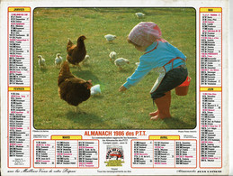 1986 - FILLETTE A LA FERME Et LE LAPIN - Almanachs Jean Lavigne - Grand Format : 1981-90