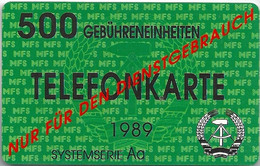 DDR : DDR D1 500u TELEFONKARTE 1989 ZKD Rev MINT  (x) - Andere & Zonder Classificatie