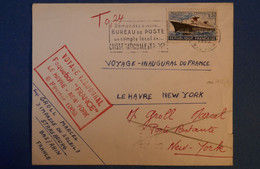 G18 FRANCE BELLE LETTRE RARE 1982 VOYAGE INAUGURAL FRANCE POUR NEW YORK USA PAR LE HAVRE + AFFRANCHISSEMENT PLAISANT - Cartas & Documentos