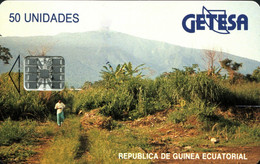 GUINEEQU : EQG07 50u SI-7 GETESA Mountain Rev. Blue USED - Aequatorial-Guinea