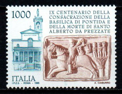 ITALIA - 1995 - 9° CENTENARIO DELLA CONSACRAZIONE DELLA BASILICA DI PONTIDA E DELLA MORTE DI SANTO ALBERTO DA PREZ - MNH - 1991-00:  Nuovi